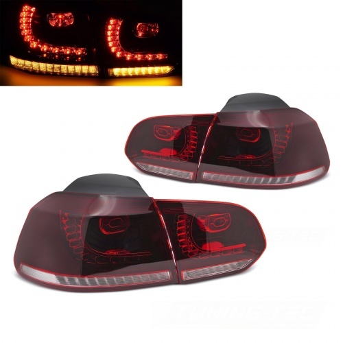 2 Feux arriere VW Golf 6 - fullLED dynamiques - look R20 - Rouge
