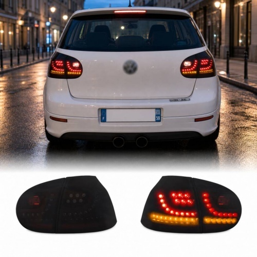 2 Feux arriere VW Golf 5 03-08 LED dynamiques LTI look G6 - Noir