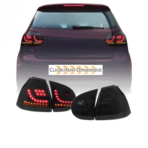 2 Feux arriere VW Golf 5 03-08 LED dynamiques LTI look G6 - Noir