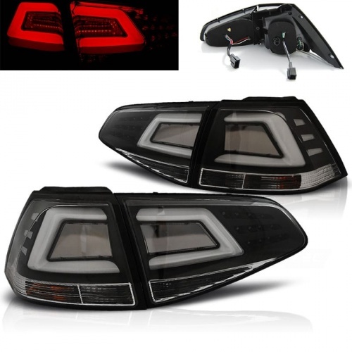 2 Feux arriere VW Golf 7 12-17 - LED BAR - Noir
