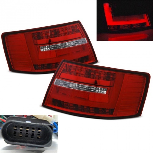 2 Feux arriere AUDI A6 C6 LTI look facelift 04-08 Rouge / Clair 7pin
