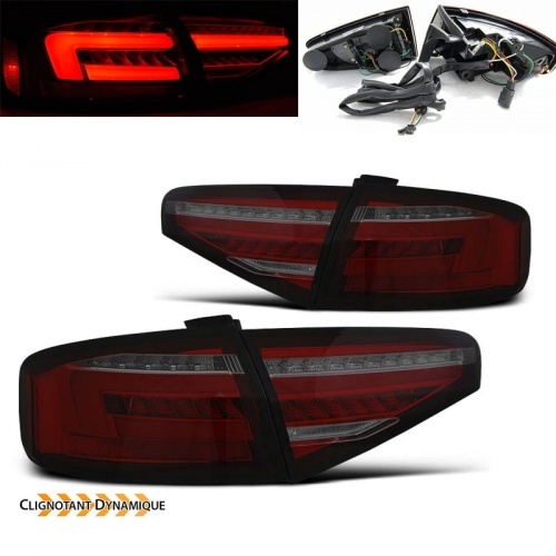 2 Feux fullLED dynamiques AUDI A4 B8 berline 12-15 LTI Rouge Fume