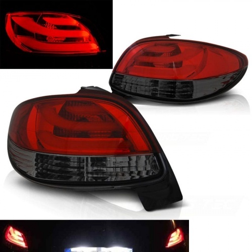 2 Feux arriere LED LTI Peugeot 206 206+- Rouge Fume