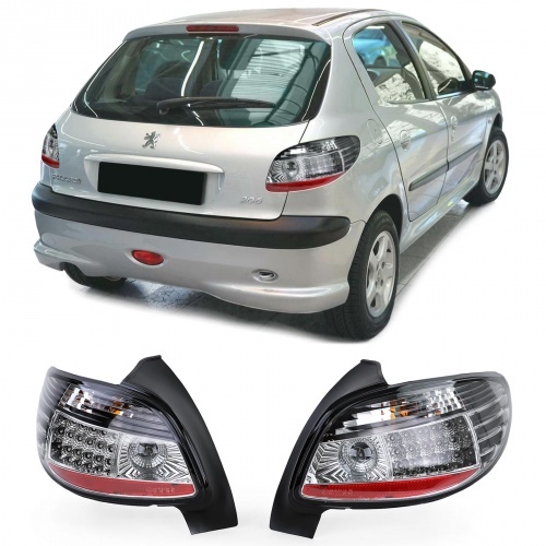 2 Feux arriere LED Peugeot 206 - Noir clair