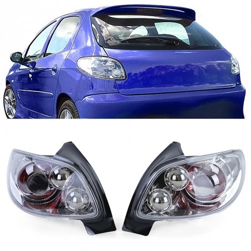 2 Feux arriere Peugeot 206 - Chrome complet