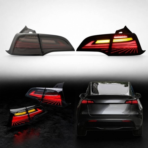 2 Feux arrière LED dynamiques fumés pour Tesla Model 3 / Y 17-23