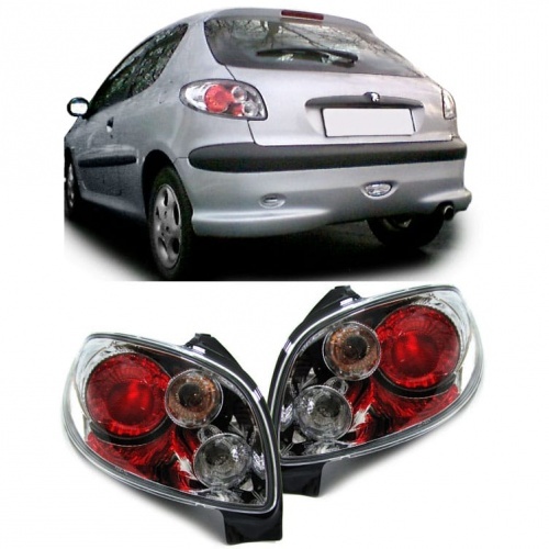 2 Feux arriere Peugeot 206 - Chrome