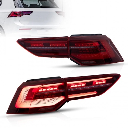 2 Feux arriere dynamiques VW Golf 8 20-24 - LED look IQ - Rouge