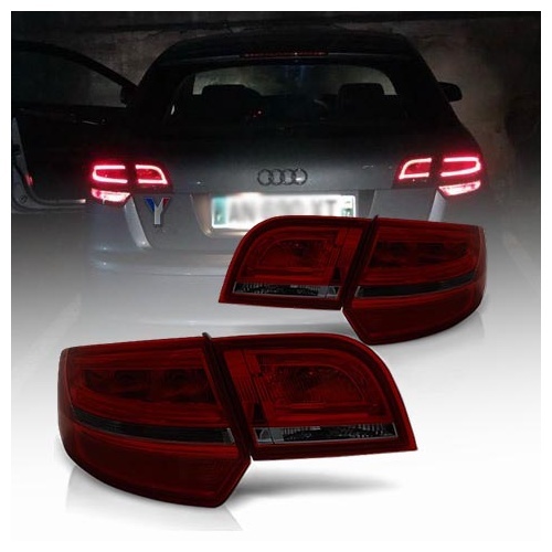 2 Feux AUDI A3 8PA Sportback LED 04-08 rouge teinté
