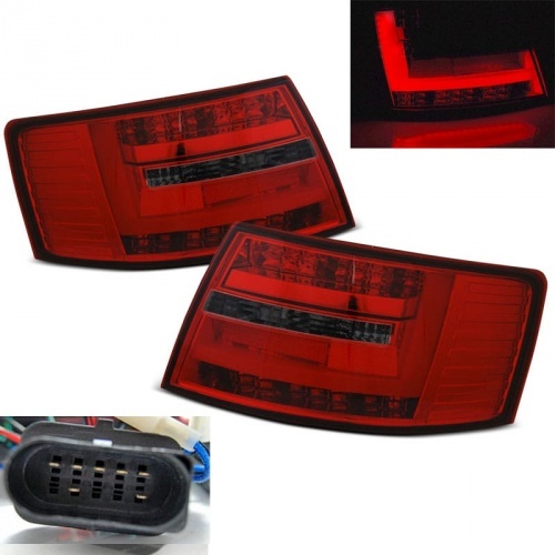 2 Feux arriere AUDI A6 C6 LTI look facelift 04-08 Rouge / Fumé 7pin