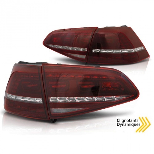 2 Feux arriere dynamiques VW Golf 7 - LED look R - Rouge