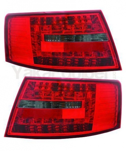 2 Feux arriere AUDI A6 (C6 4F) LED 04-08 Rouge / Fume