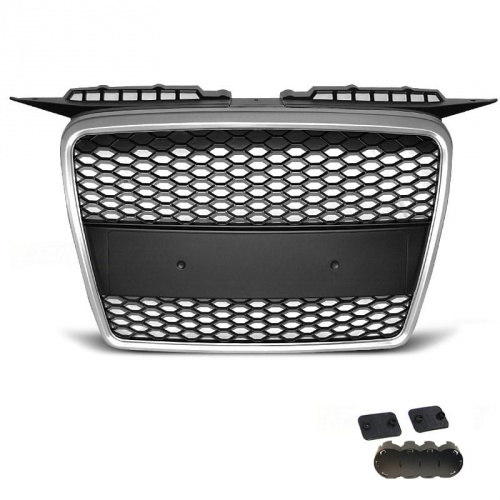 Grille calandre Audi A3 8P 05-08 - look RS3 - Argent mat