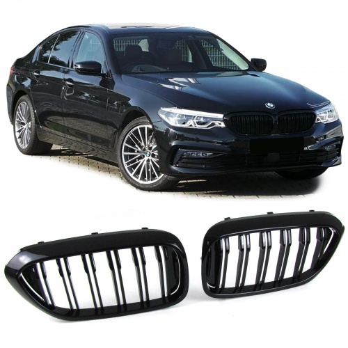 Grilles calandre BMW Serie 5 G30 G31 look M5 - 16-20 - Noir Brillant