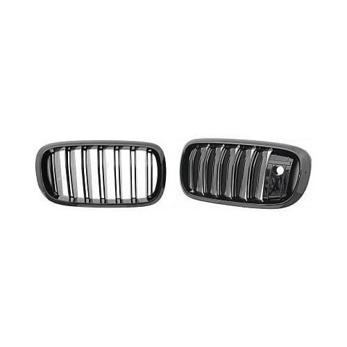 Grilles calandre BMW X5 F15 X6 F16 13-18 camera - Noir Brillant look M