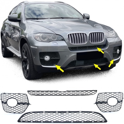 Kit Grilles look M - BMW X6 E71 06-14 - Noir Mat