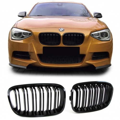 Grilles calandre BMW Serie 1 F20 F21 11-15 look M - Noir Brillant