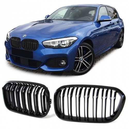 Grilles calandres BMW Serie 1 F20 F21 LCI 15-18 - Noir Brillant