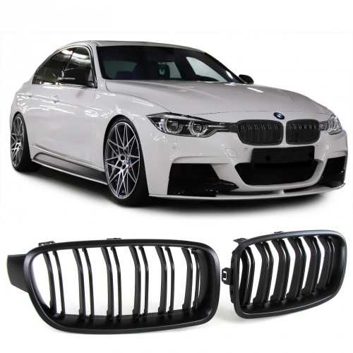 Grilles calandre BMW Serie 3 F30 F31 11-18 look M3 - Noir Mat