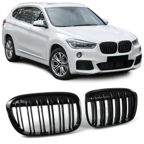 Grilles calandres BMW X1 F48 15-20 look performance - Noir Brillant