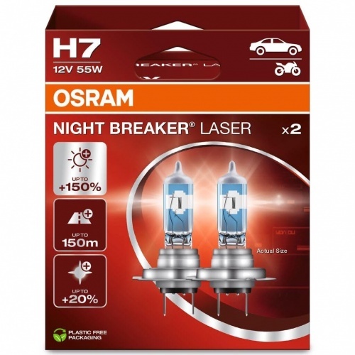 2 ampoules Osram H7 Night breaker laser 64210NBL-HCB