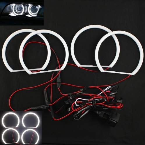 Pack 4 Anneaux Angel eyes LED cotton BMW E46 Avec Xenon Blanc