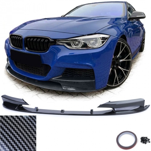 Spoiler lame de pare choc - BMW Serie 3 F30 F31 11-18  - look mperf - noir carbone
