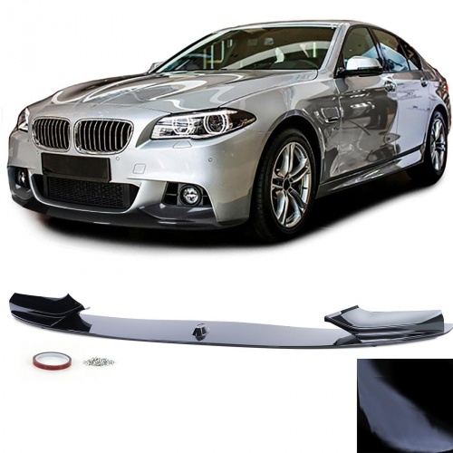 Spoiler lame pare choc - BMW Serie 5 F10 F11 10-17 - look mperf 1 piece - noir brillant