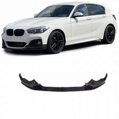 Spoiler lame de pare choc 1 piece - BMW Serie 1 F20 F21 LCI 15-19 - look mperf - noir bril