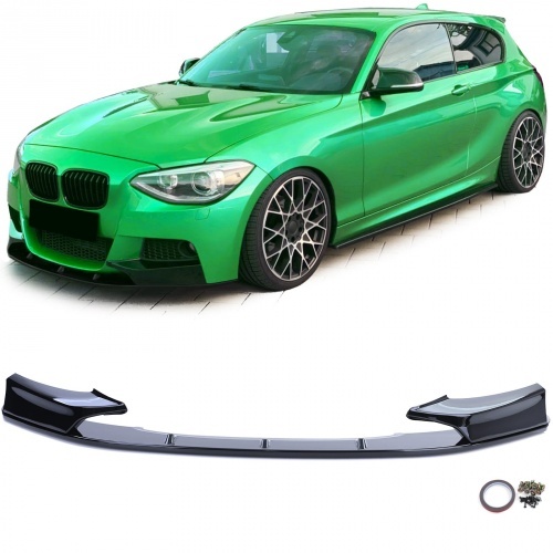 Spoiler lame de pare choc - BMW Serie 1 F20 F21 10-14 1 piece - look mperf - noir brillant