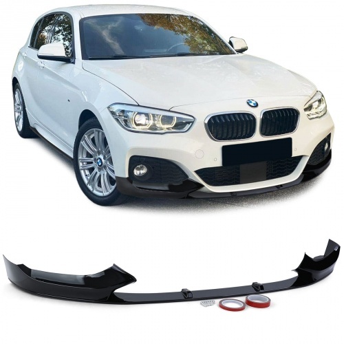 Spoiler lame de pare choc - BMW Serie 1 F20 F21 2015-19 - look mperf 1 piece - noir brilla