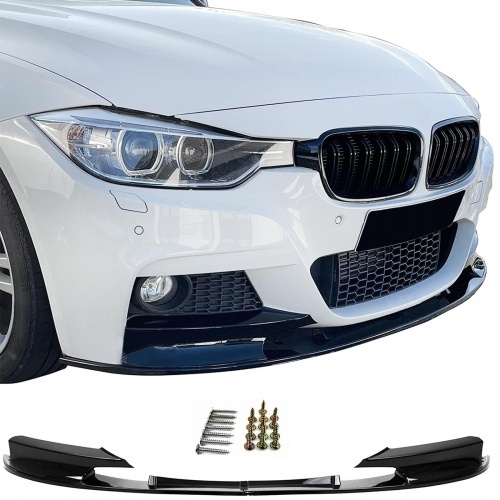 Spoiler lame de pare choc - BMW Serie 3 F30 F31 11-18  - look mperf - noir brillant