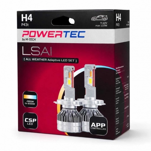 2 Ampoules LED M-Tech All Weather Adaptive Bluetooth H4 - 2800K - 6500K - Blanc pur