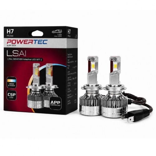 2 Ampoules LED M-Tech All Weather Adaptive Bluetooth H7 - 2800K - 6500K - Blanc pur
