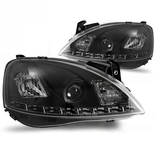 2 Phares avant Opel Corsa C 00-06 devil eyes - Noir