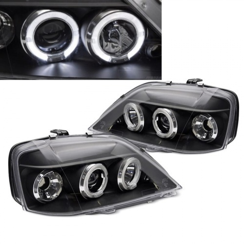 2 Phares design angel eyes LED Dacia Logan 04-08 - Noir