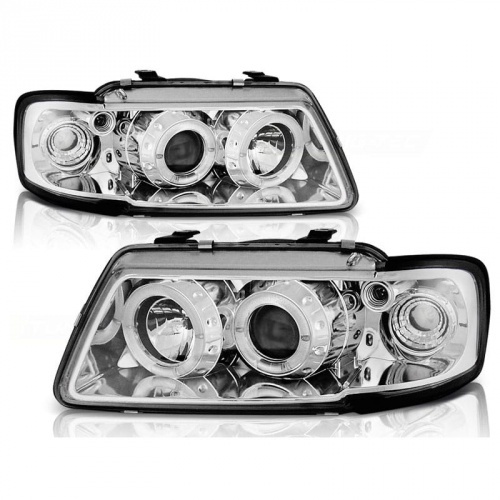 2 Phares avant Audi A3 8L 96-00 Angel Eyes LED - Chrome