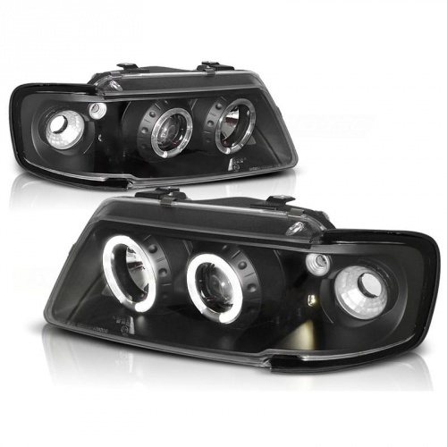 2 Phares avant Audi A3 8L Angel Eyes - Noir