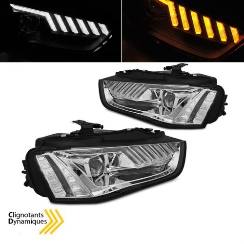 2 Phares LED AUDI A4 B8 11-15 - look matrix chrome - dynamiques