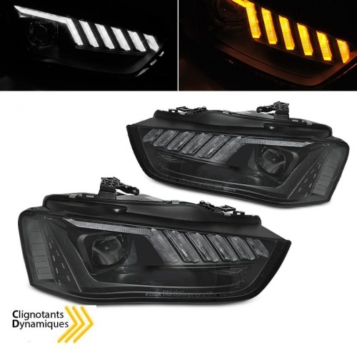 2 Phares LED AUDI A4 B8 11-15 - look matrix noir - dynamiques