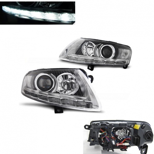 2 Phares avant AUDI A6 C6 Xenon - Devil LED - Chrome