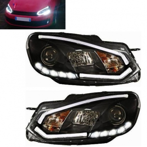 2 Phares avant VW GOLF 6  DRL LED 08-12 Noir
