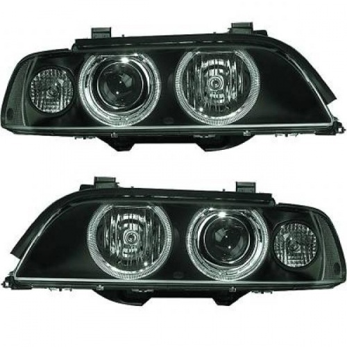 2 Phares avant BMW Serie 5 E39 phase 2 Angel Eyes - Noir