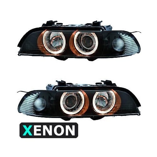 2 Phares avant BMW Serie 5 E39 phase 2 xenon Angel Eyes - Noir