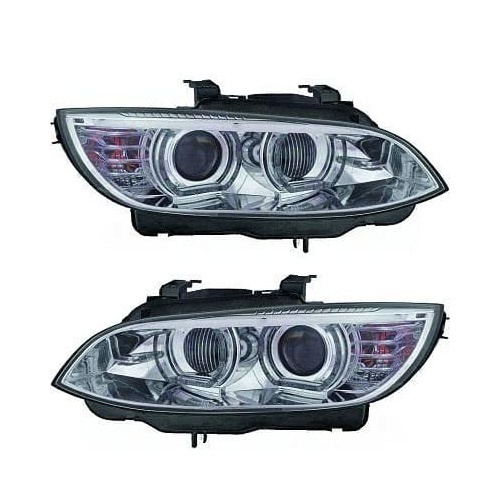 2 Phares xénon AFS BMW Serie 3 E92 E93 Coupe Angel Eyes LED U-LTI 05-10 - Chrome