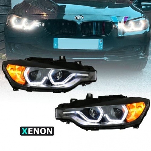 2 Phares xenon AFS BMW Serie 3 F30 F31 Angel Eyes LED 11-15 - Noir