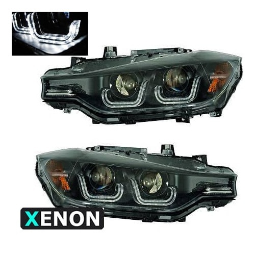 2 Phares avant BMW Serie 3 F30 Angel Eyes Xenon LED 11-15 - Noir