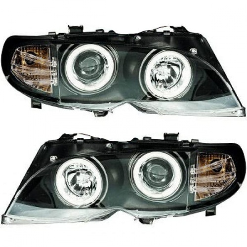 2 Phares avant CCFL BMW E46 Berline Angel Eyes 01-05 - Noir