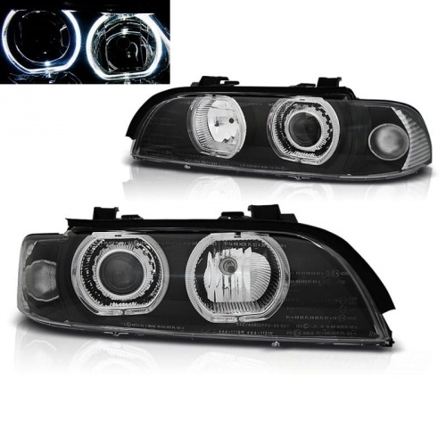 2 Phares avant BMW Serie 5 E39 Angel Eyes LED - Noir
