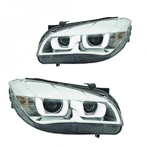 2 Phares avant BMW X1 E84 Angel Eyes 3D LED 12-14 - Chrome